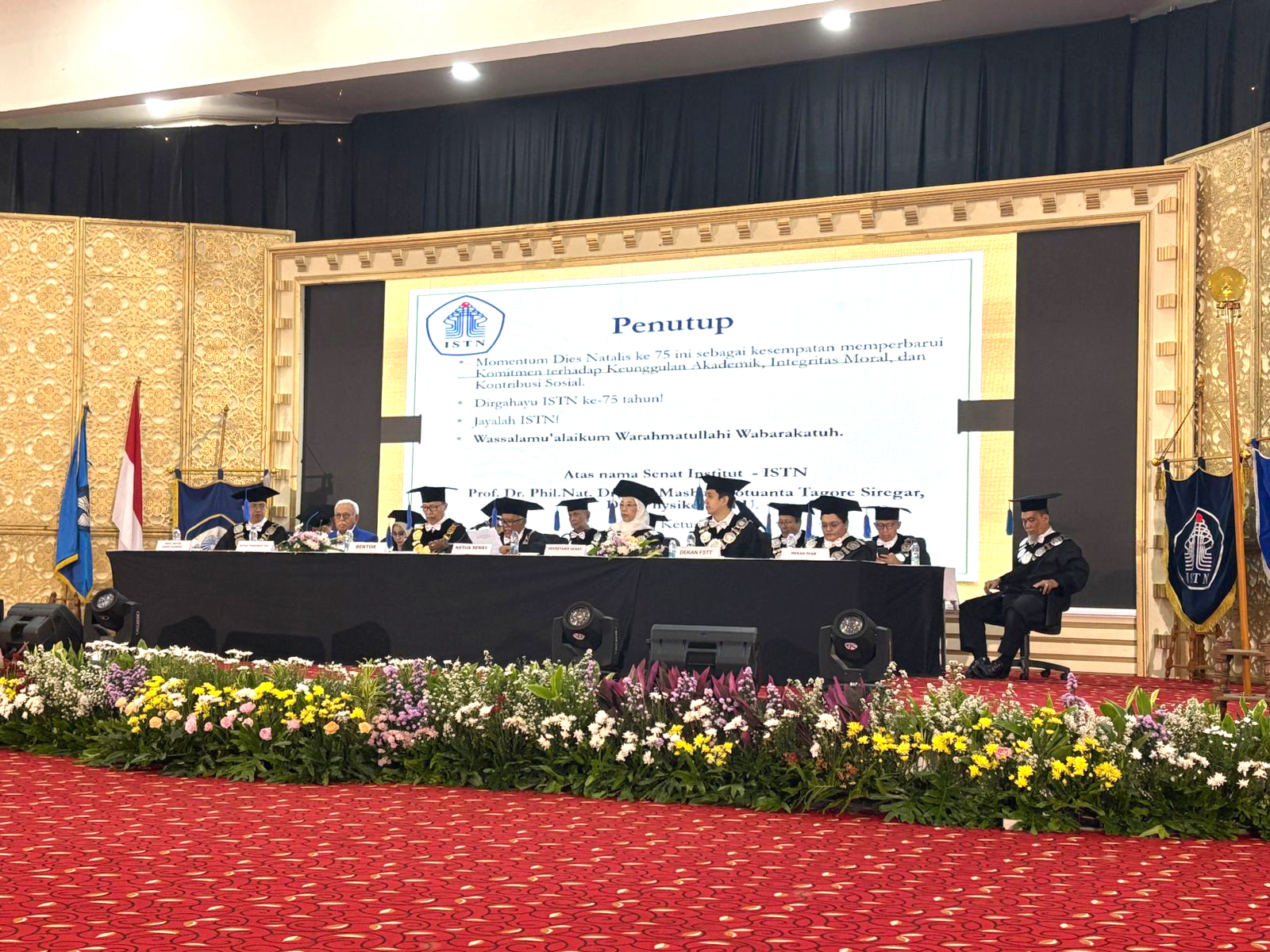 Menghadiri Acara Dies Natalis 75 Tahun ISTN. Dilanjutkan dengan kegiatan penanaman pohon Alpukat Cempedak dan Pelepasan benih ikan sebanyak 5000 ekor di lahan dan danau ISTN.